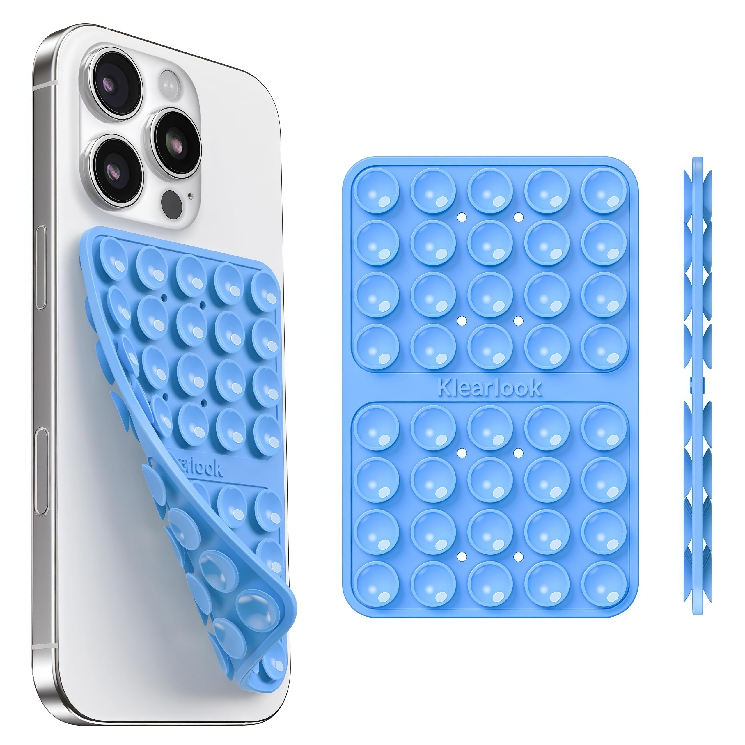 Klearlook Silicone Suction Cup Phone Case Mount Double Sided, Sticky Phone Grip with Higher Suction Power for Cell Phone, Hands-Free Phone Accessories Holder for Selfies and Videos, Transparent